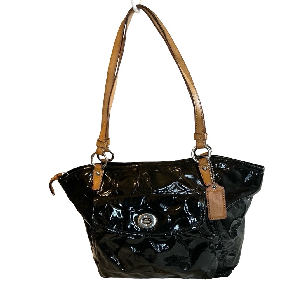 Coach Black Patent Signature Tote